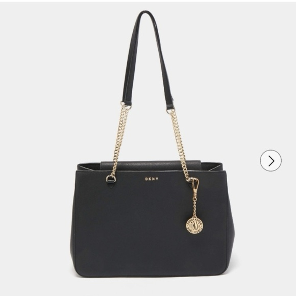 DKNY Black Shoulder Bag with Gold Accents